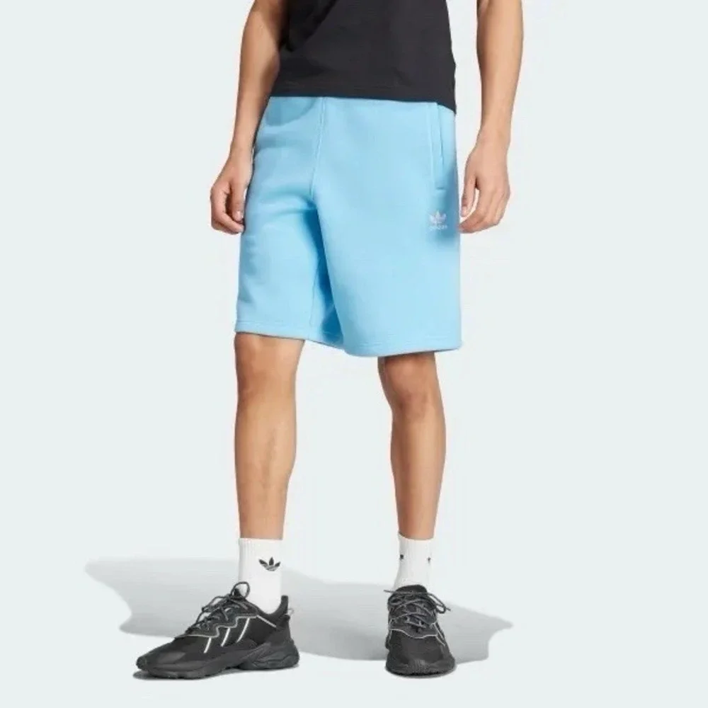 Adidas Fleece Sweat Shorts Men XL Light Baby Blue Essential Baggy Wide Leg Gym‎